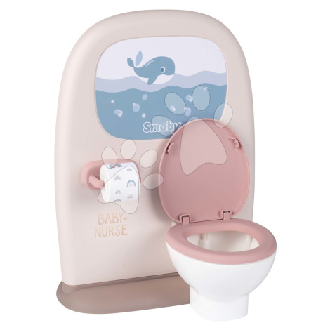 Záchod a koupelna pro panenky Toilets 2in1 Baby Nurse Smoby oboustranný s WC papírem a 3 doplňky