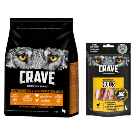 Crave Adult Dog 2,8 kg + Crave High Protein Rolls 8 x 50 g - 15 % sleva - Adult Dog s krůtím & k