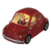 LED dekorace – autíčko se Santou, 10 cm, 3x AA, vnitřní, teplá bílá, časovač
