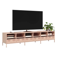 vidaXL TV skříňka růžová 202 x 39 x 43,5 cm ocel válcovaná za studena