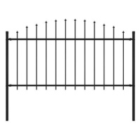 Zahradní plot s hroty ocel (1,25–1,5) × 1,7 m černý