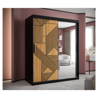 Šatní skříň Abi Florencja 2 Barva korpusu: Černá, Rozměry: 150 cm, Dveře: Florencja + zrcadlo