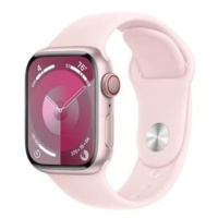 Apple Watch Series 9 Cellular 41mm Růžový hliník se světle růžovým sportovním řemínkem M/L