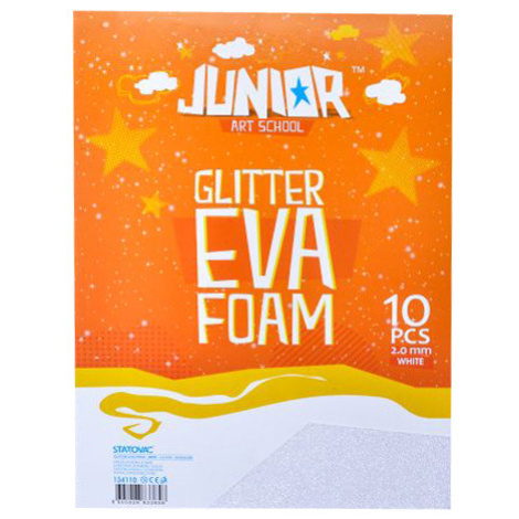 JUNIOR-ST - Dekorační pěna A4 EVA 10 ks bílá tloušťka 2,0 mm glitter