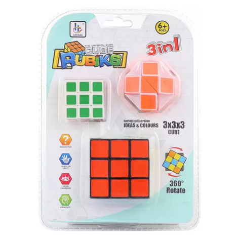 Hra skládací kostka Rubikova dětský hlavolam 3x3 set 3ks plast