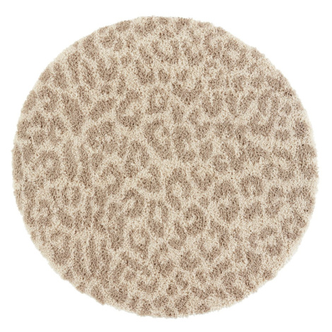 Béžový kulatý koberec ø 160 cm Patterned Animal - Ragami