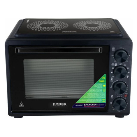Elektrická horkovzdušná trouba Brock 35l s dvouplotýnkovým sklokeramickým vařičem, 3000W