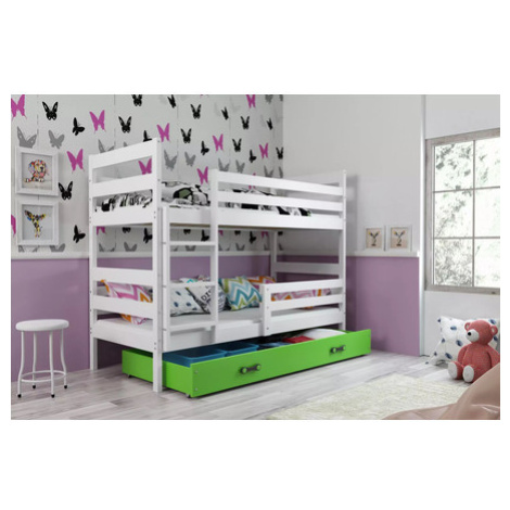 Dětská patrová postel ERYK 80x190 cm - bílá Zelená BMS