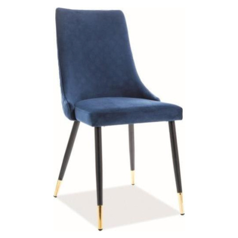 Casarredo Jídelní čalouněná židle NOPI velvet modrá/černá/zlatá