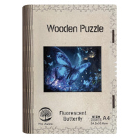 Dřevěné puzzle Fluorescentní motýl A4