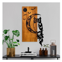 Nástěnná dekorace 36x66 cm sova dřevo/kov