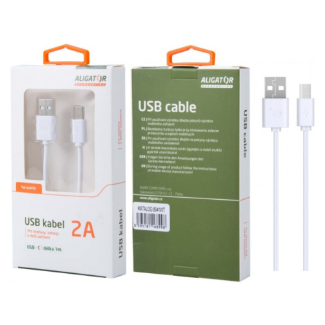 Datový kabel , USB-C, 2A, 1m, prodloužený konektor 9mm, White Aligator