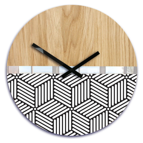 ModernClock Dřevěné nástěnné hodiny Echo 33 cm dub přírodní/černé