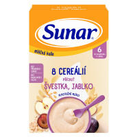 Sunar mléčná kaše s 8 cereáliemi švestka, jablko 210g