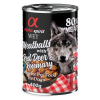 Alpha spirit Dog Meatballs 6 × 400 g - 4 + 2 zdarma - jelení s rozmarýnem