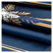 Vánoční štola v modré barvě se zlatým vzorem sněhových vloček Šířka: 40 cm | Délka: 140 cm