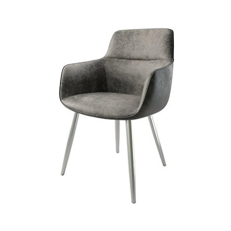 DELIFE Jídelní židle Pejo-Flex šedá vintage zaoblená podnož nerezová ocel