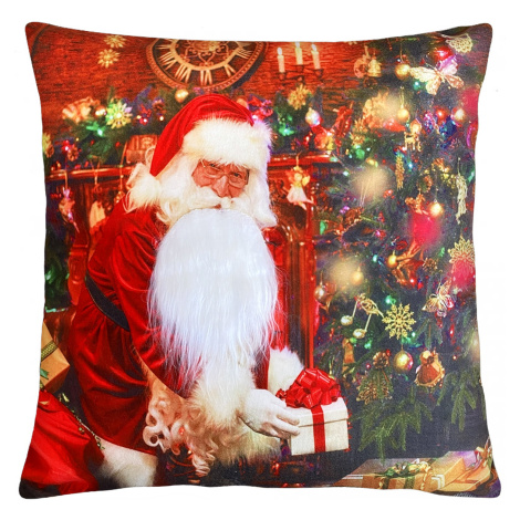 Vánoční polštář s 3D aplikací SANTA 40x40 cm Mybesthome Varianta: Povlak na polštář, 40x40 cm Decora