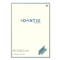 DANTIK rámeček 29,7 × 42, ALU profil 6030 Dýha barevný modrý pastel plexi čiré