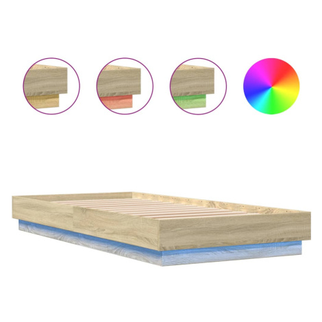 vidaXL Rám postele s LED osvětlením dub sonoma 100 x 200 cm