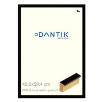 DANTIK rámeček 42 × 59,4, PERLA černý lesklý vysoký plexi čiré