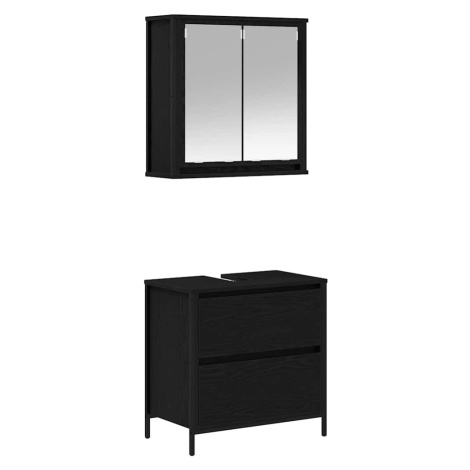 vidaXL Sada koupelnového nábytku 2 kusy Černý dub z umělého dřeva