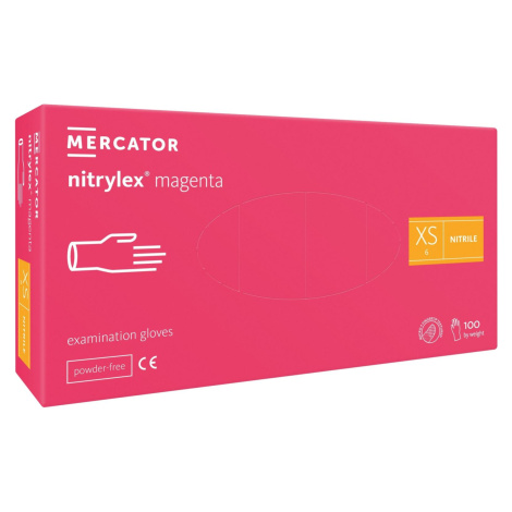 NITRYLEX MAGENTA - Nitrilové rukavice (bez pudru), 100 ks, M MERCATOR MEDICAL