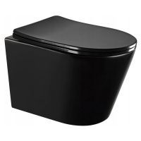 MEXEN/S Rico Závěsná WC mísa Rimless včetně sedátka s slow-slim, Duroplast, černá mat 30721085 3