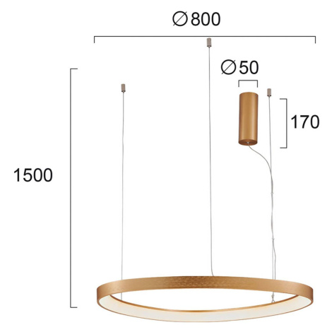Viokef LED závěsné světlo Loop, zlaté, Ø 80 cm
