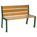 PROCITY Lavička SILAOS® ze dřeva, s opěradlem, délka 1200 mm, mechová zelená RAL 6005, světlý du