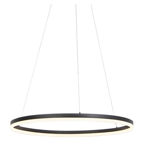 Designové závěsné svítidlo černé 80 cm vč. LED 3-stupňové stmívatelné - Anello QAZQA