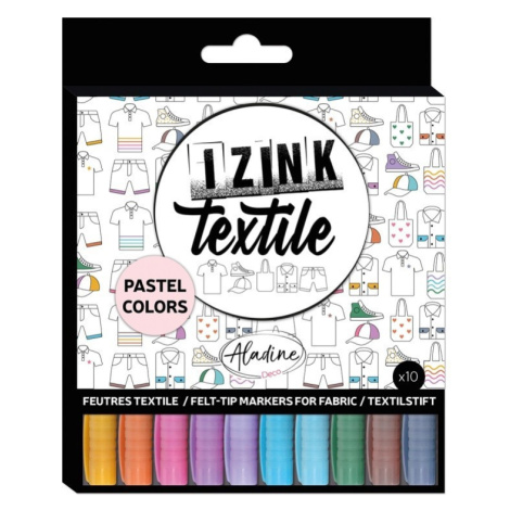Fixy na textil Aladine, 10 ks - pastelové barvy