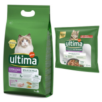 Ultima Cat granule + Ultima kapsičky zdarma - Sterilized Hairball (3 kg) + hovězí a losos (4 x 7