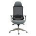 Kancelářská židle, šedý plast, šedá průžná látka a mesh, 4D područky, kolečka pro tvrdé podlahy,