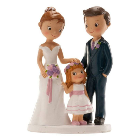 Svatební figurka na dort 16cm manželé s holčičkou - Dekora