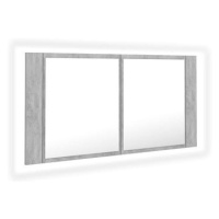 Shumee LED Koupelnová skříňka se zrcadlem - betonově šedá, 90 × 12 × 45 cm