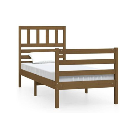 Rám postele medově hnědý masivní dřevo 90 × 200 cm, 3101076 SHUMEE