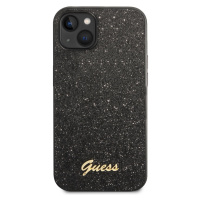 Zadní kryt Guess PC/TPU Glitter Flakes Metal Logo pro Apple iPhone 14, černá