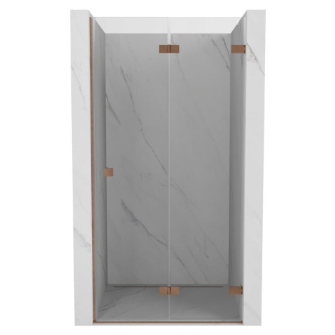 MEXEN/S Lunar-F skládací sprchové dveře pravé 95, transparent, měď kartáčovaná 836-095-000-65-00