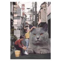 Obrazová reprodukce Children washing a giant Cat in Tokyo Streets, Bodart, Florent, 30 × 40 cm