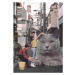 Obrazová reprodukce Children washing a giant Cat in Tokyo Streets, Bodart, Florent, 30 × 40 cm