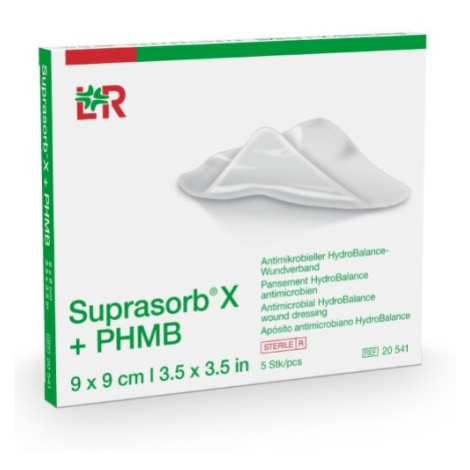 KRYTÍ HYDROBALANČNÍ ANTIMIKROBIÁLNÍ SUPRASORB X+PH 9X9CM,S POLYHEXANIDEM,PRO INFIKOVANÉ RÁNY,5KS