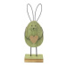Velikonoční zajíc na podstavci dekor srdce zelená 30,5cm