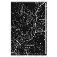 Mapa Santiago de Compostela black, (26.7 x 40 cm)