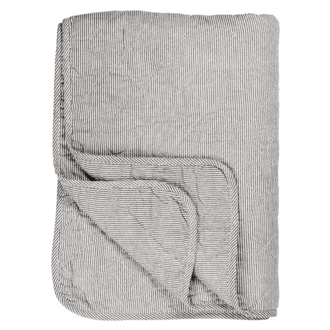 IB Laursen Bílá bavlněná přikrývka s šedými pruhy 130x180 cm