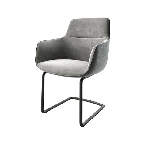 DELIFE Jídelní židle Pejo-Flex šedý samet konzolová podnož kulatá černá