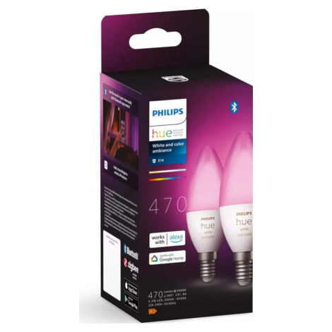 LED smart žárovky v sadě 2 ks E14, 5 W White and color ambiance – Philips Hue