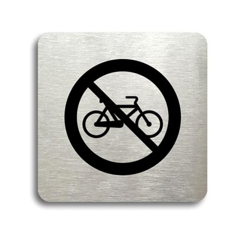 Accept Piktogram "zákaz jízdy na bicyklu" (80 × 80 mm) (stříbrná tabulka - černý tisk bez rámečk