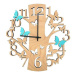 AMADEA Dřevěné hodiny nástěnné kulaté ve tvaru stromu s barevnými motýly, masivní dřevo, průměr 