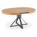 Jídelní kulatý rozkládací stůl MERCY –⁠ 120x120x80 (+40), dřevo/kov, zlatý dub/černá